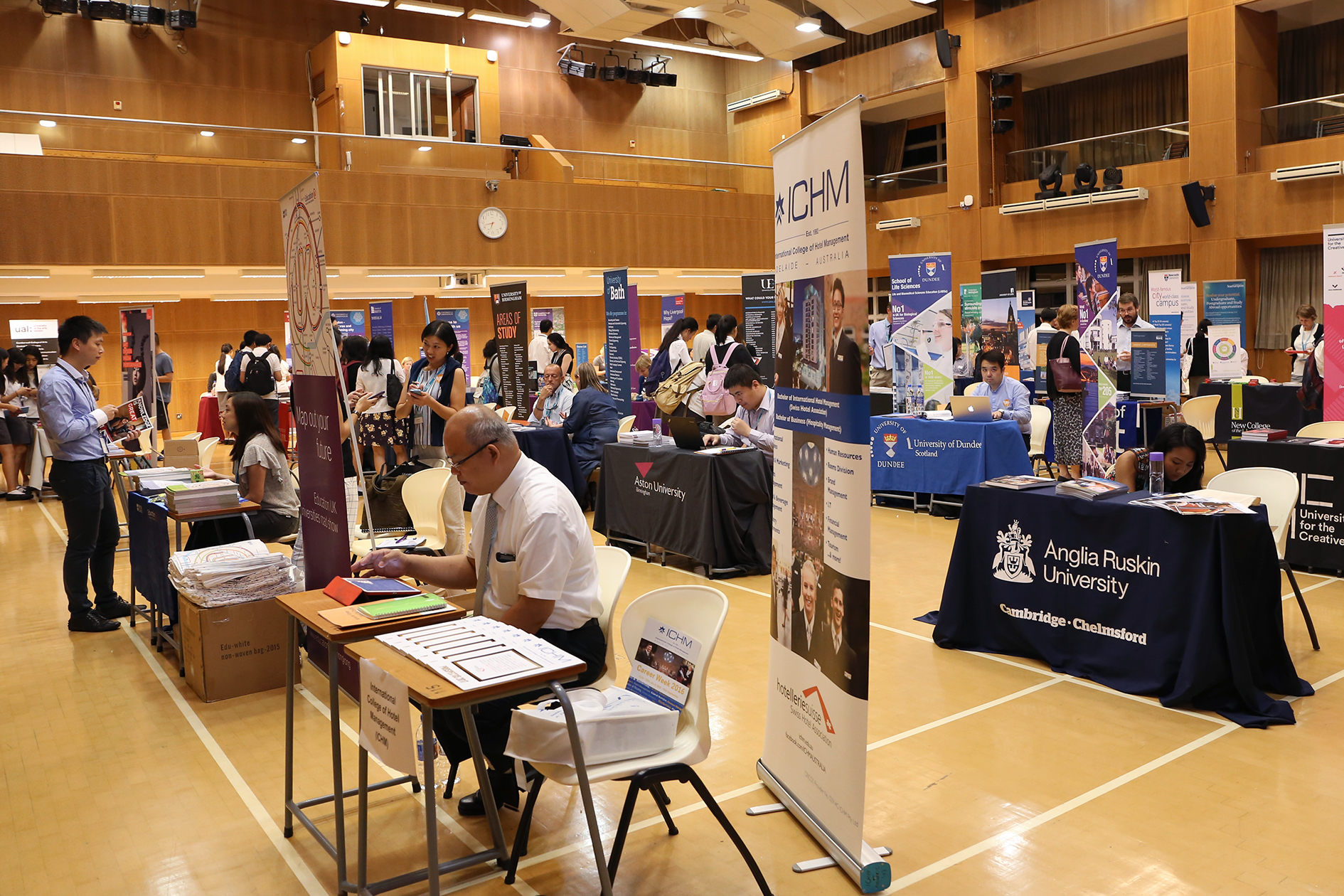 Display booths set in the school hall